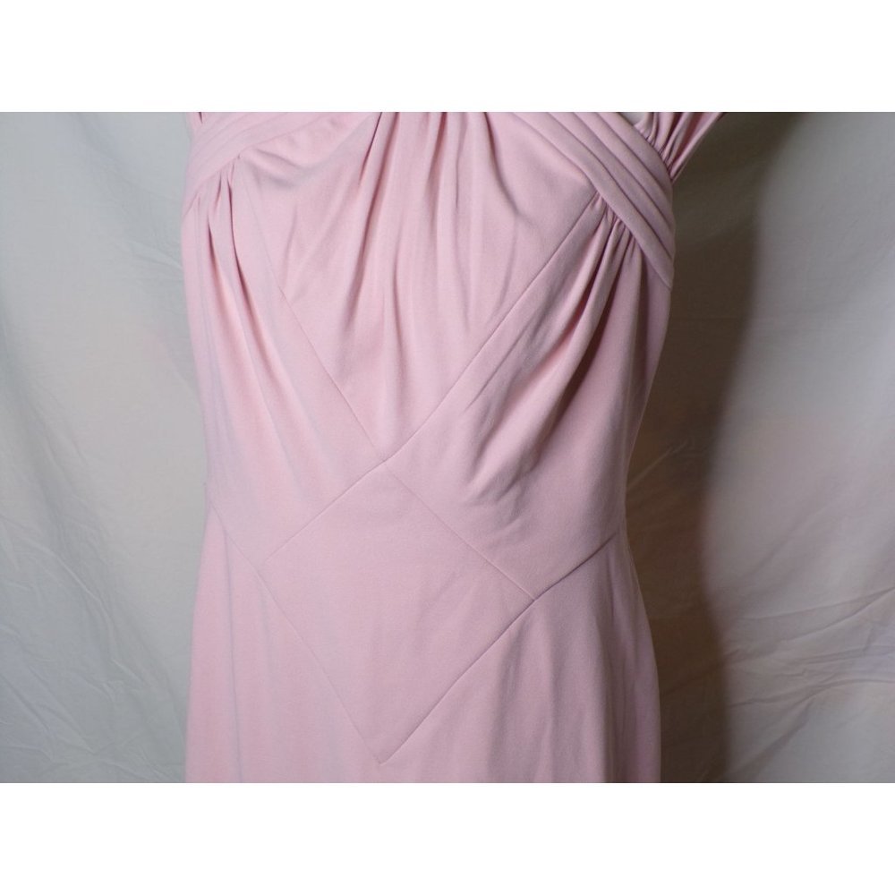 TADASHI SHOJI Cap Sleeve Cross Neck Trumpet Gown Dress Dusty Rose Large 10-12 - Picture 8 of 12